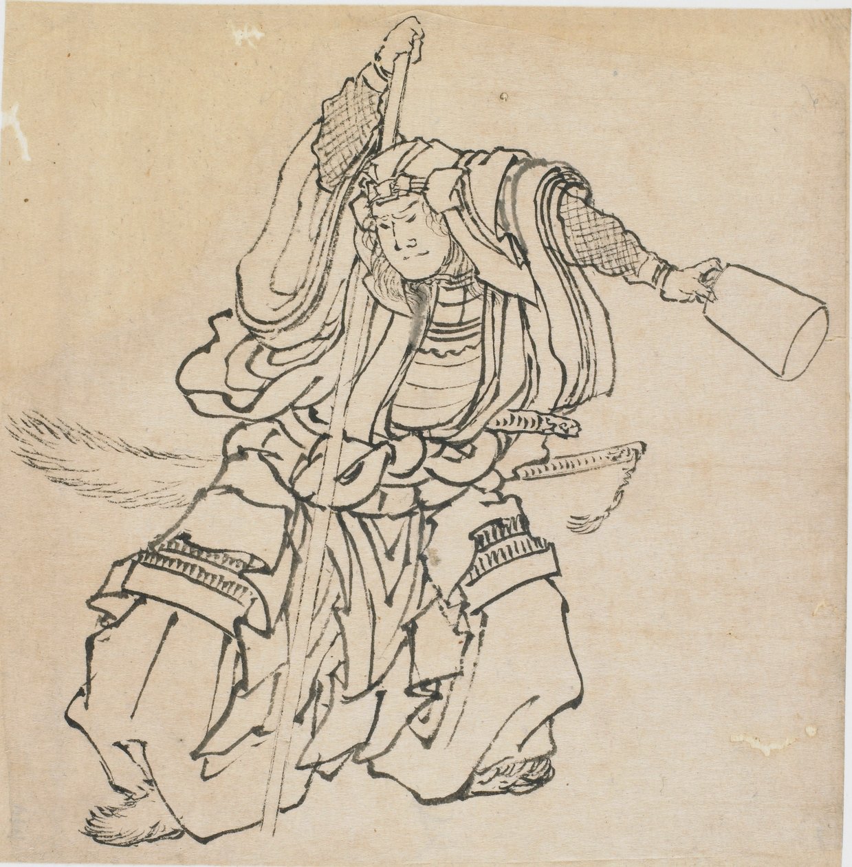 Pysyvä soturi täydessä haarniskassa, 1700-luvun loppu - 1800-luvun alku. tekijältä Katsushika Hokusai