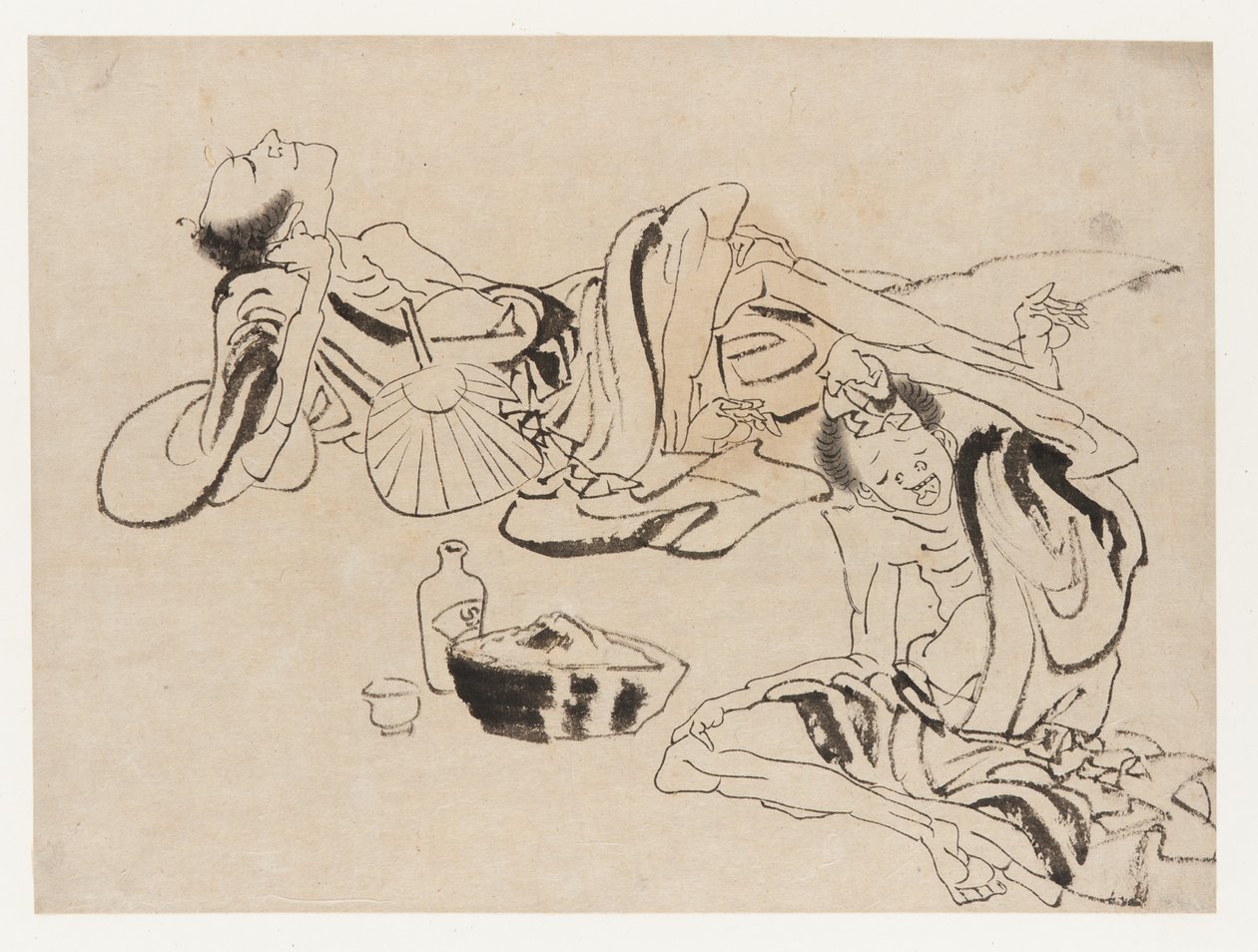 Kesäiset sake-sipparit, 1700-luvun loppu - 1800-luvun alku. tekijältä Katsushika Hokusai