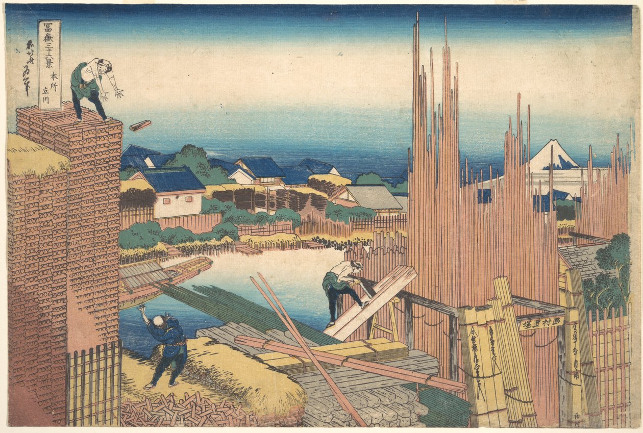 Tatekawa Honjōssa (Honjō Tatekawa), sarjasta ”36 näkymää Fuji-vuorelta” (Fugaku sanjūrokkei) tekijältä Katsushika Hokusai