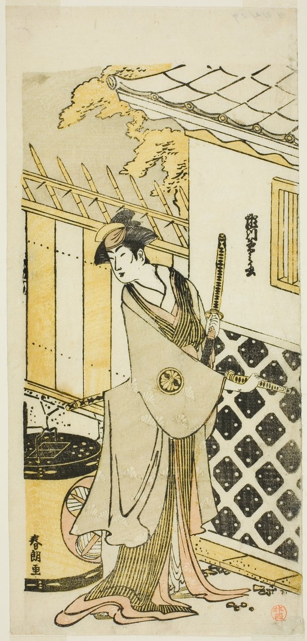 Näyttelijä Segawa Kikunojo III Samurai-perheen naisena tekijältä Katsushika Hokusai
