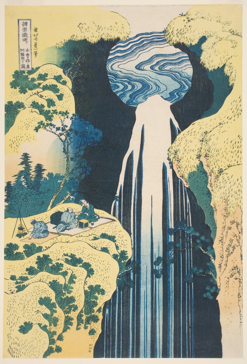 Amida-vesiputous Kison maakunnassa (puukiviprintti) tekijältä Katsushika Hokusai