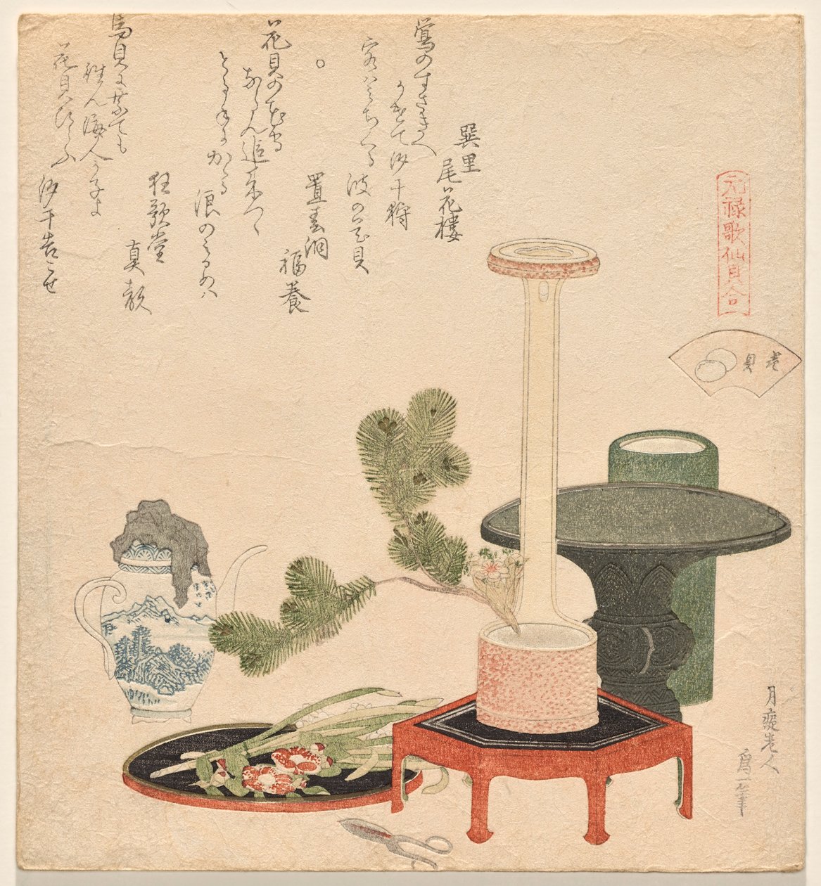 The Flower Shells, de la sèrie Genroku Poem-Shell Matching Gamefinnish tekijältä Katsushika Hokusai