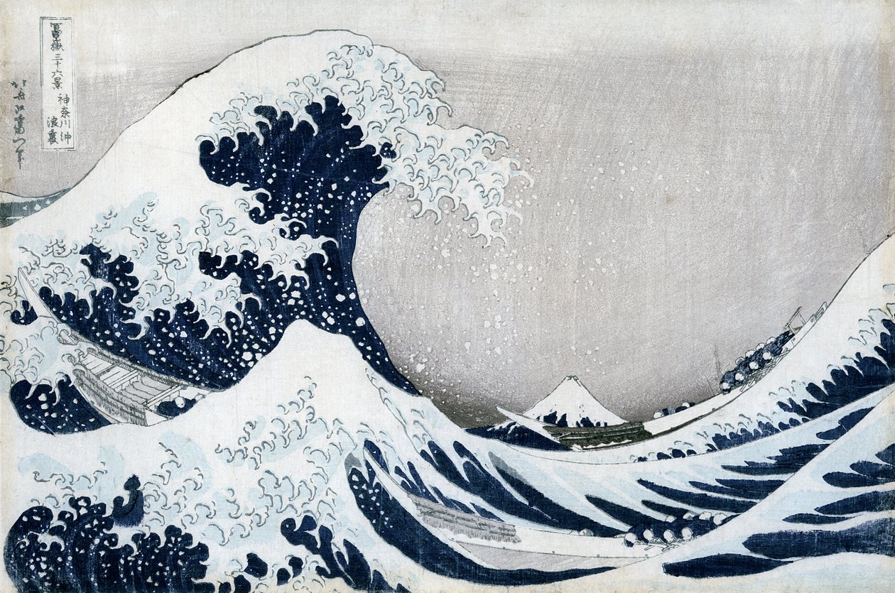Kanagawan suuri aalto sarjasta "36 näkymät Fuji-vuorelle" ("Fugaku sanjuokkei") (värillinen puupalikkaprintti) tekijältä Katsushika Hokusai