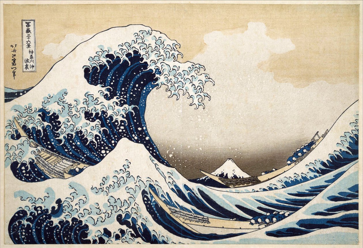 Suuri aalto Kanagawan edustalla sarjasta "36 näkymät Fuji-vuorelle"; 1831 (käsinvärinen puupalikkaprintti) tekijältä Katsushika Hokusai