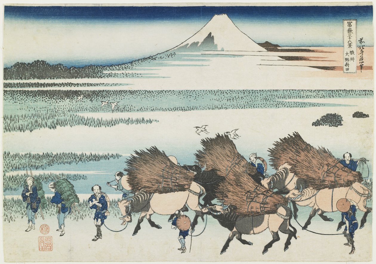Paddies of O_no Surugan maakunnassa, 1831-1834 tekijältä Katsushika Hokusai