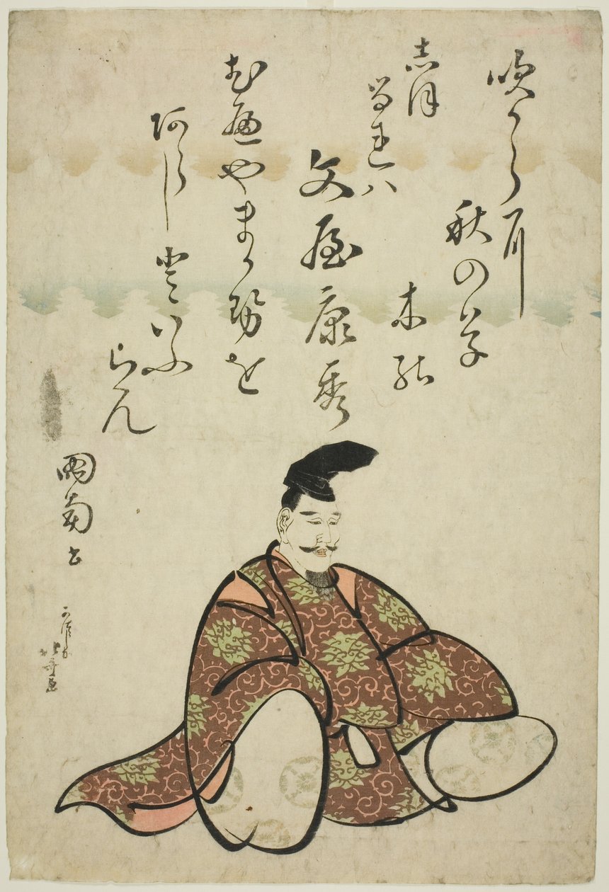 Runoilija Bunya no Yasuhide, sarjasta Kuusi kuolematonta runoilijaa (Rokkasen) tekijältä Katsushika Hokusai