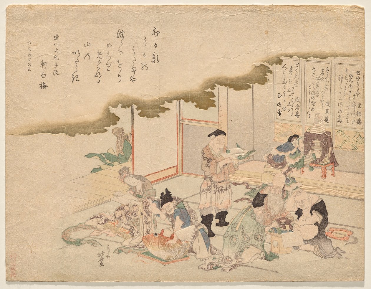 Seitsemän hyvän onnen jumalaa (shichifuku-jin) juhlii uutta vuotta tekijältä Katsushika Hokusai