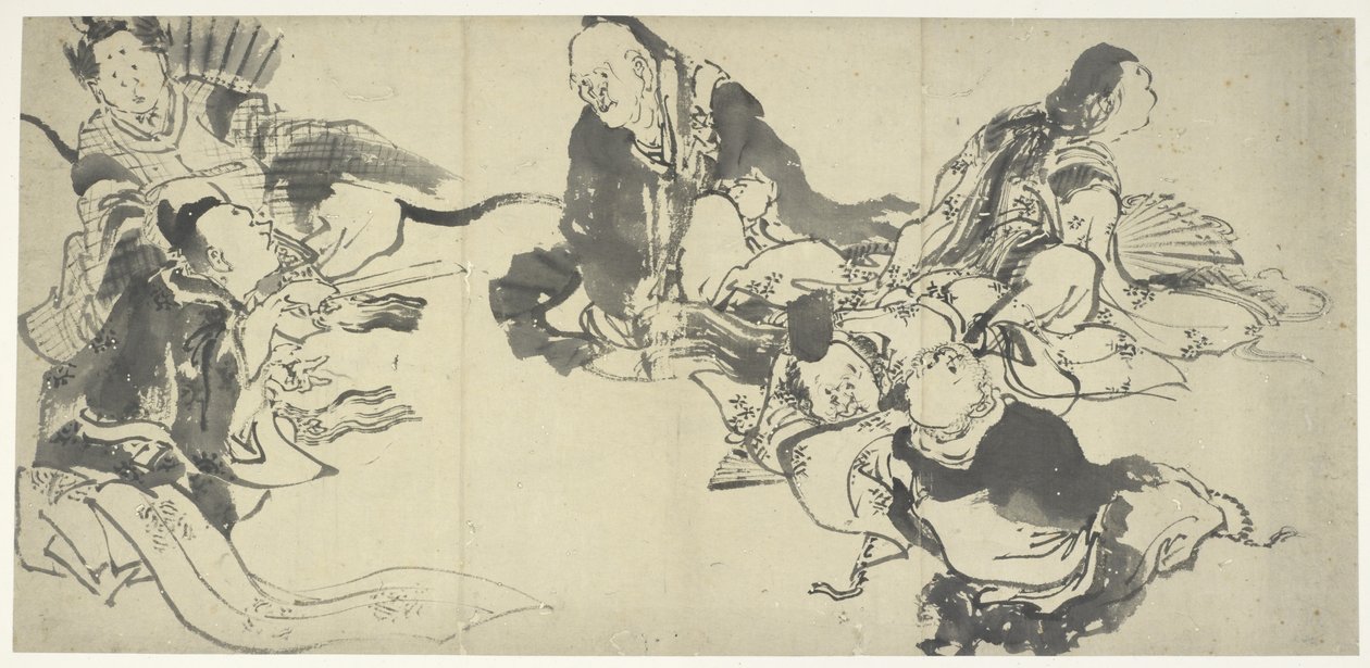 Kuusi mestarirunoilijaa, Edo-kausi (muste paperille) tekijältä Katsushika Hokusai