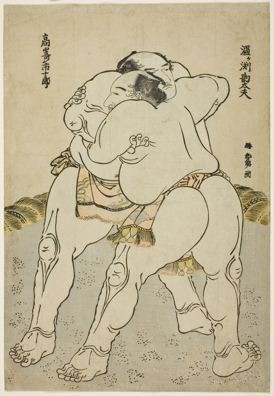 Tesumo Wresters Uzugaen Kandayu Draft ja Kazuki Takasaki tekijältä Katsushika Hokusai