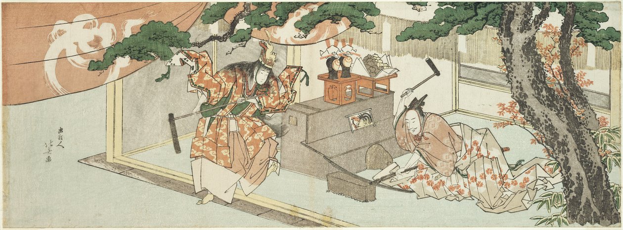 Miekkaseppä Munechika ja Inarin jumala tekijältä Katsushika Hokusai
