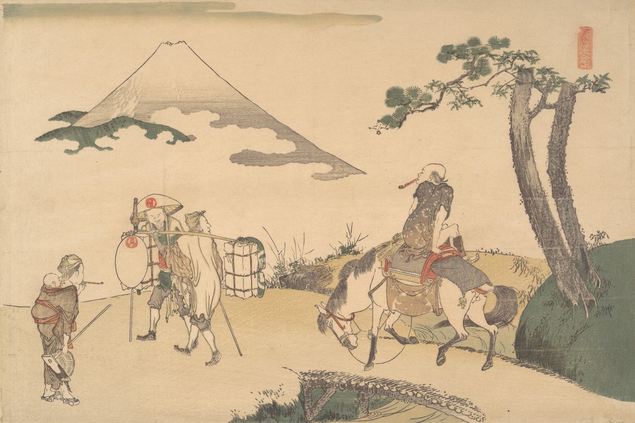 Fuji-vuoren huippu, n. 1800. tekijältä Katsushika Hokusai