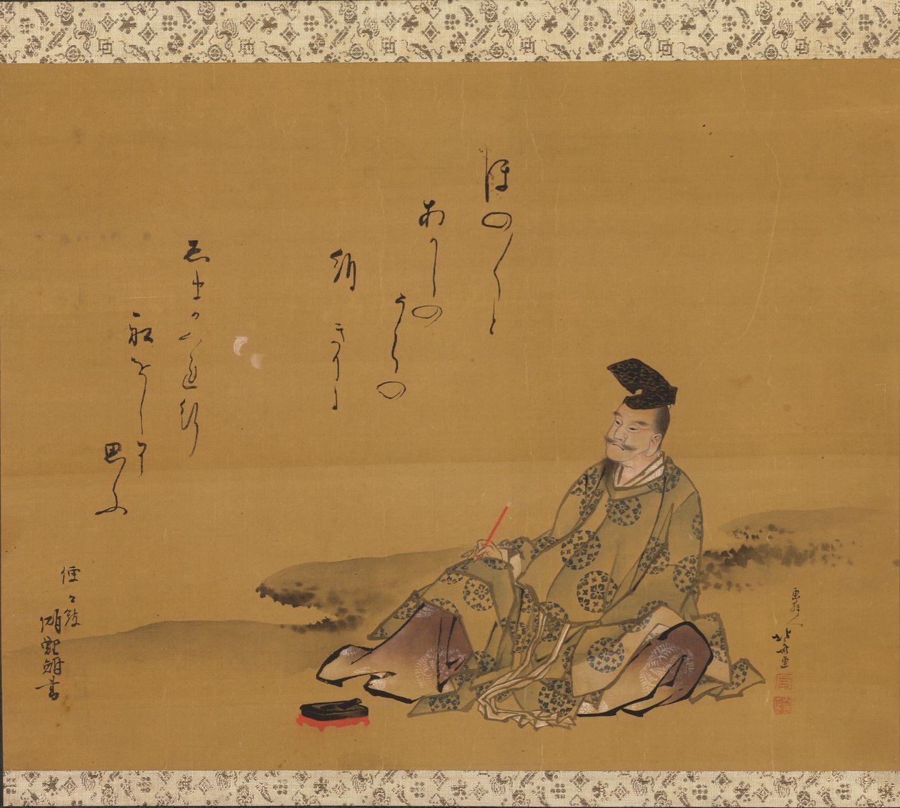 Jumalallinen runoilija Kakinomoto no Hitomaro - tekijältä Katsushika Hokusai
