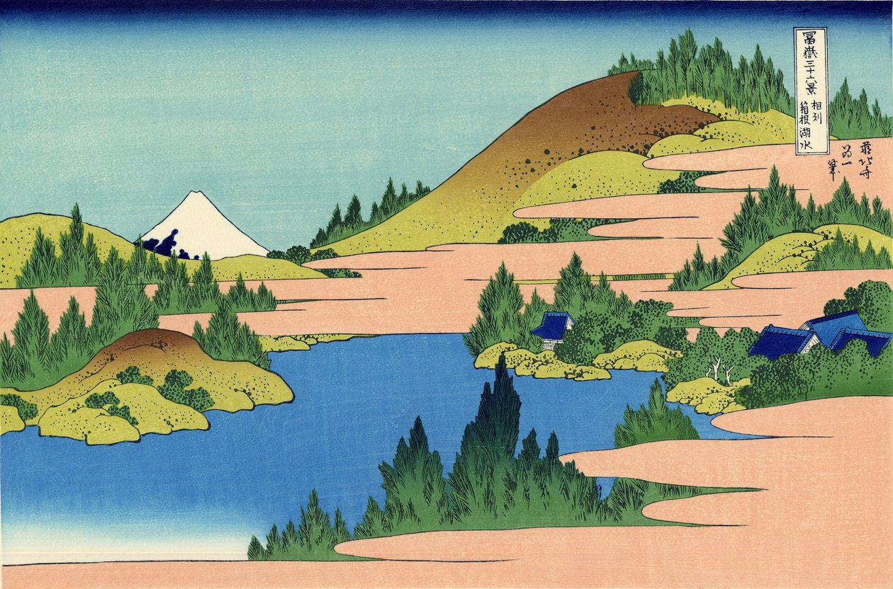Hakone-järvi Segamin maakunnassa, n. 1830 (puupainatus) tekijältä Katsushika Hokusai