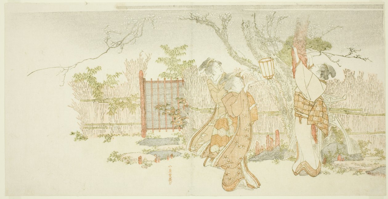 Kolme naista luumupuun alla yöllä tekijältä Katsushika Hokusai