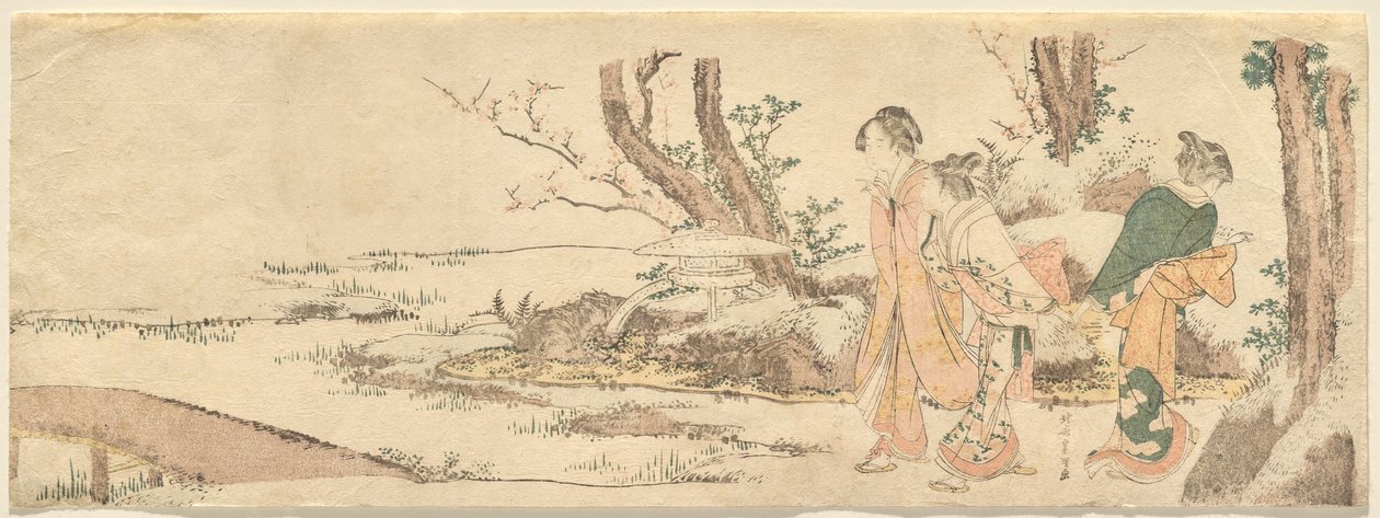 Kolme naista lammen rannalla tekijältä Katsushika Hokusai