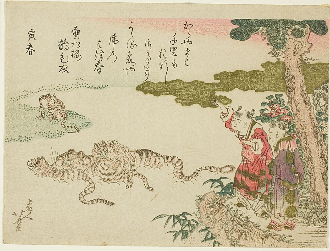 Tiikerit ylittävät joen (Tora no haru) tekijältä Katsushika Hokusai