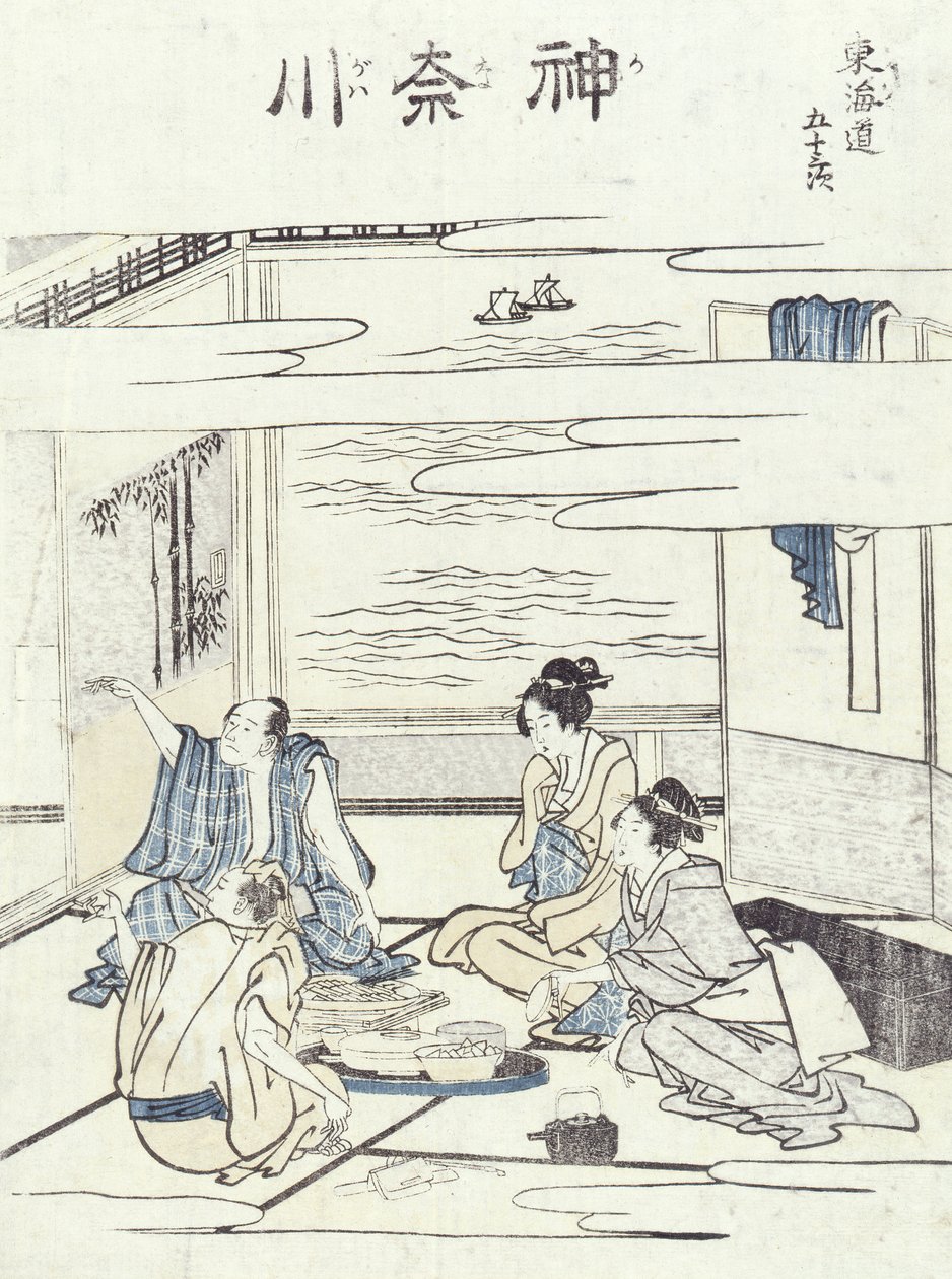 Kaksi paria sisätiloissa (puupalikkaprintti) tekijältä Katsushika Hokusai