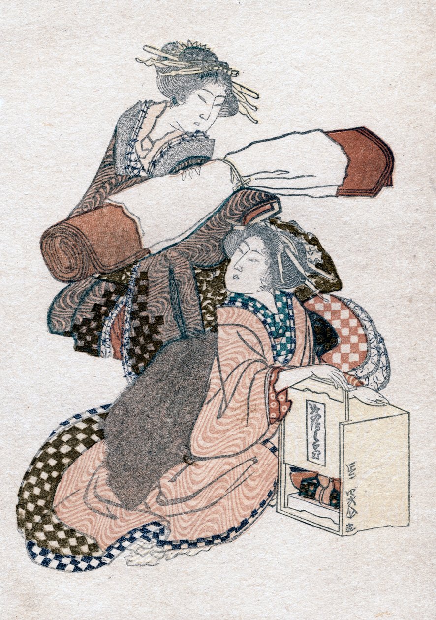 Kaksi japanilaista naista, 1780-1849. tekijältä Katsushika Hokusai