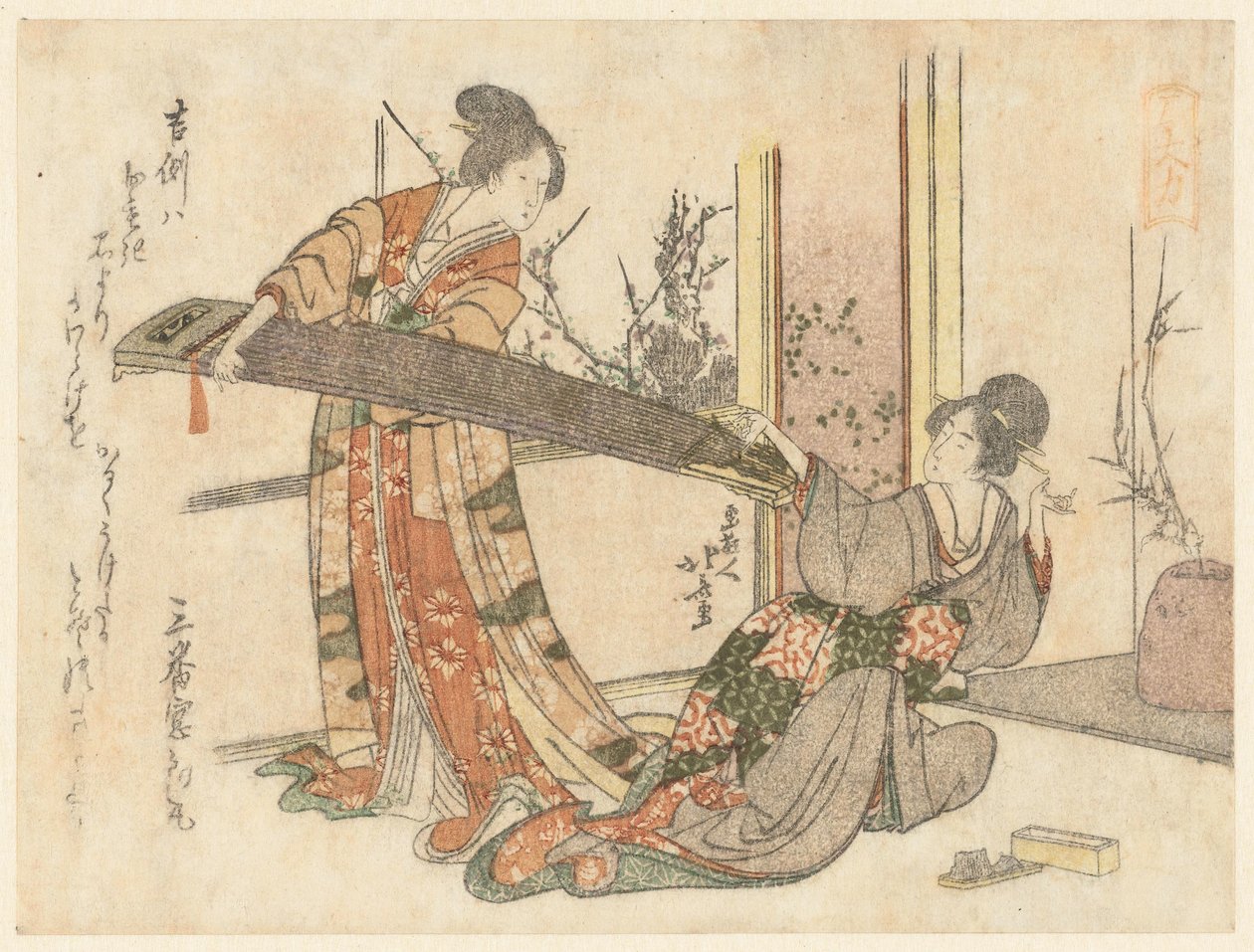 Kaksi naista Koton kanssa tekijältä Katsushika Hokusai