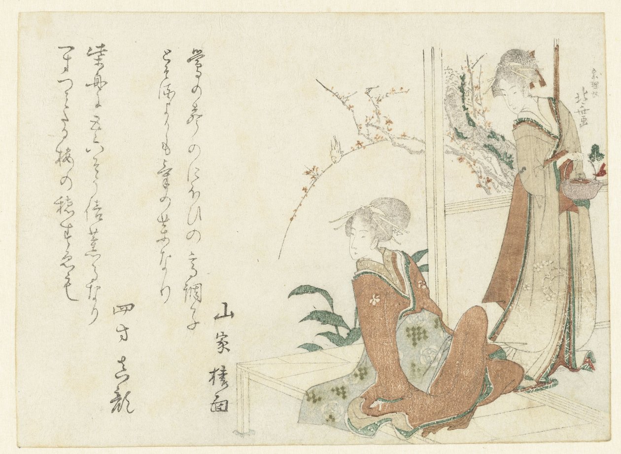 Kaksi naista verannalla tekijältä Katsushika Hokusai