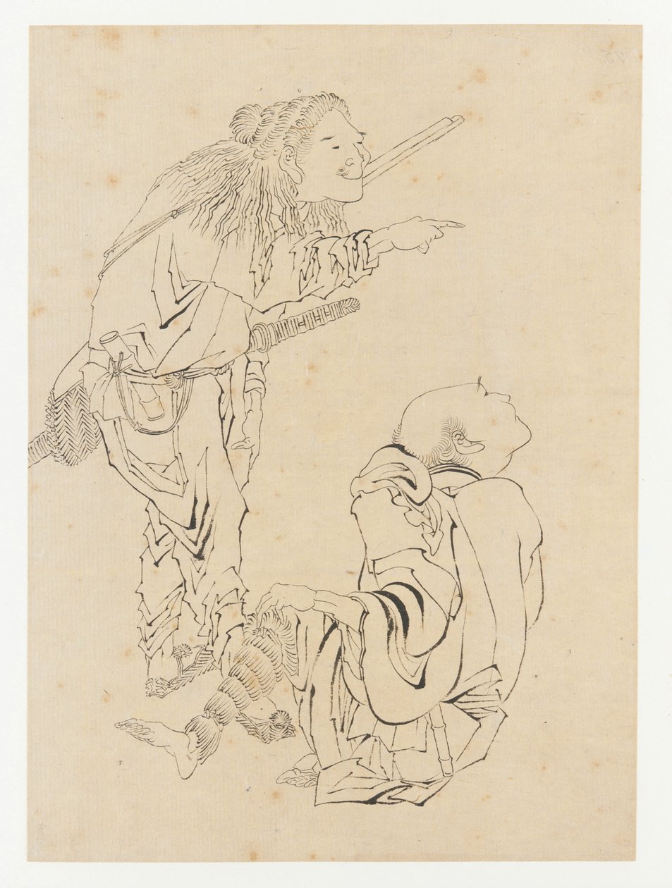 Kaksi metsästäjää, Edo-kausi, 1800-luku. tekijältä Katsushika Hokusai