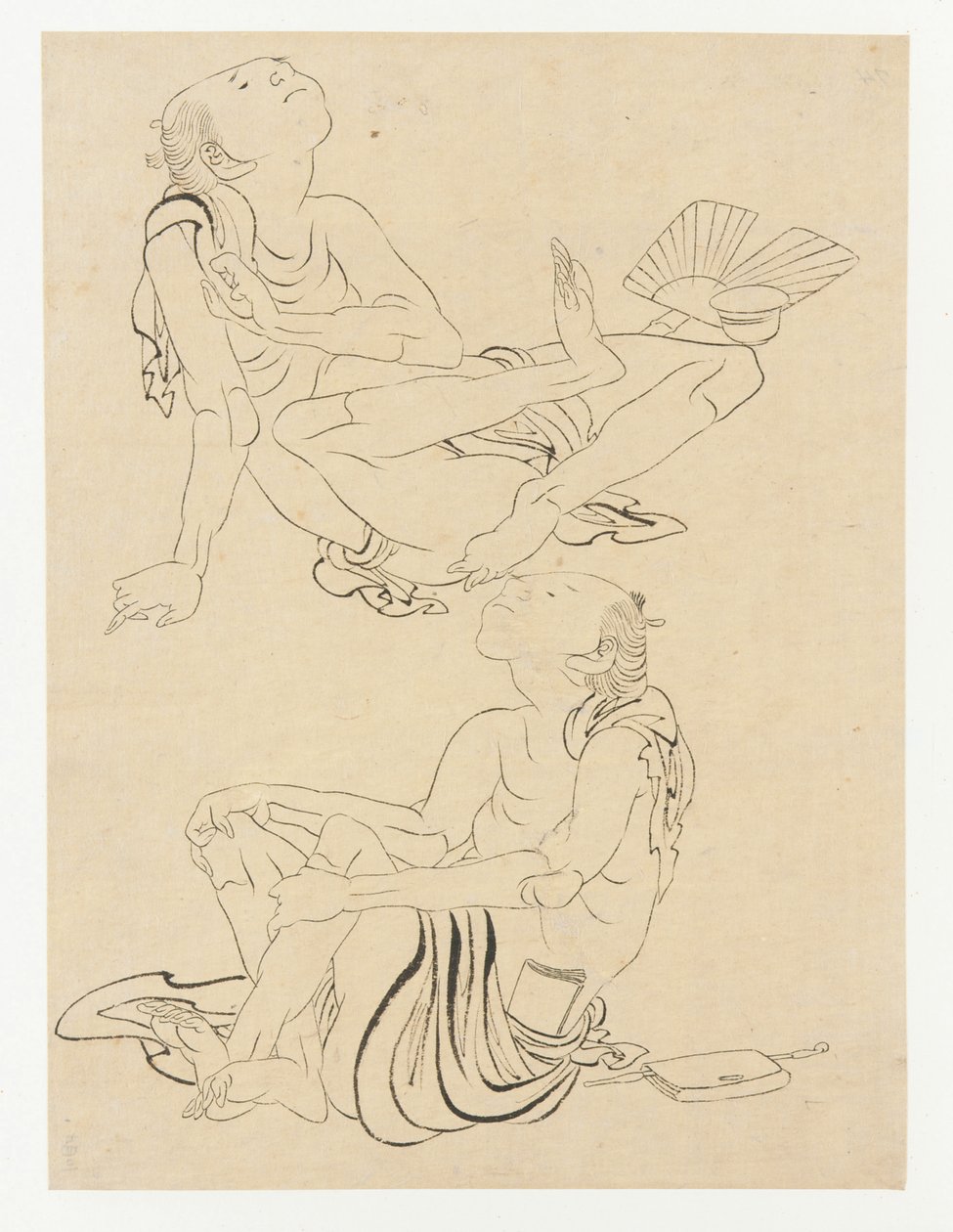 Kaksi miestä rentoutumassa kesällä, Edo-kausi, 1800-luku. tekijältä Katsushika Hokusai