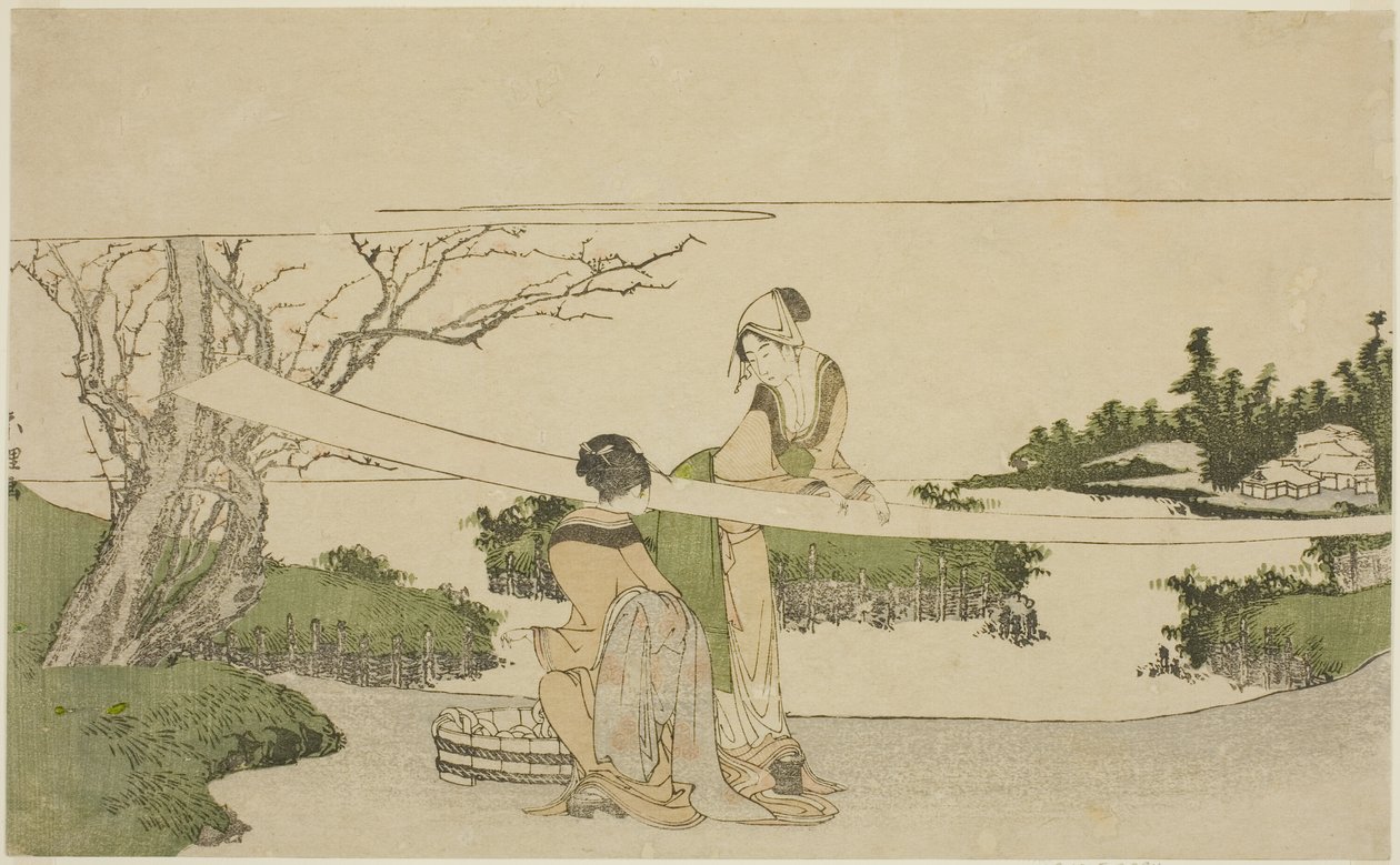 Kaksi naista venytyskankaalla tekijältä Katsushika Hokusai