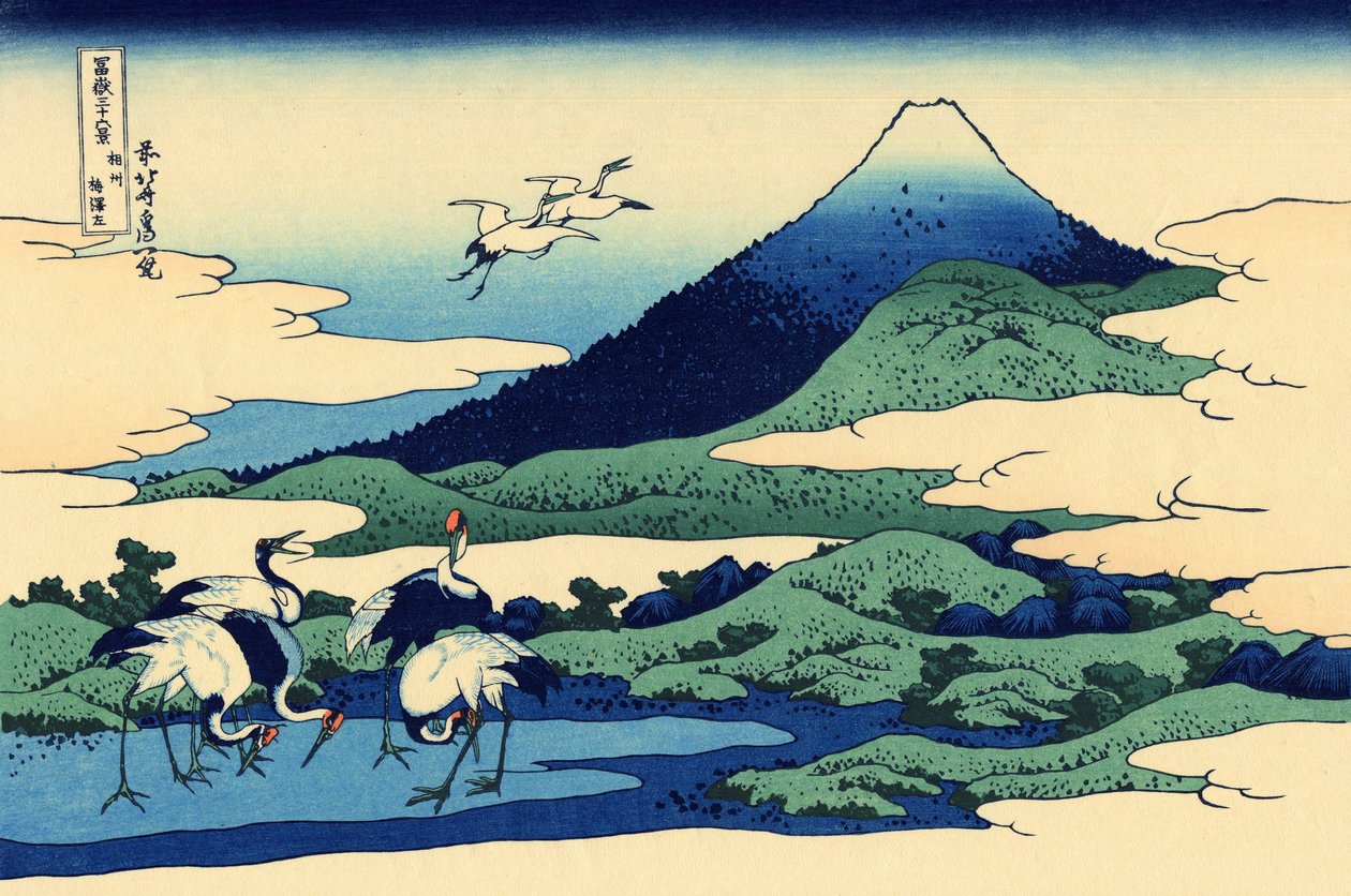 Umegawa Sagamin maakunnassa, n. 1830 (puupainatus) tekijältä Katsushika Hokusai