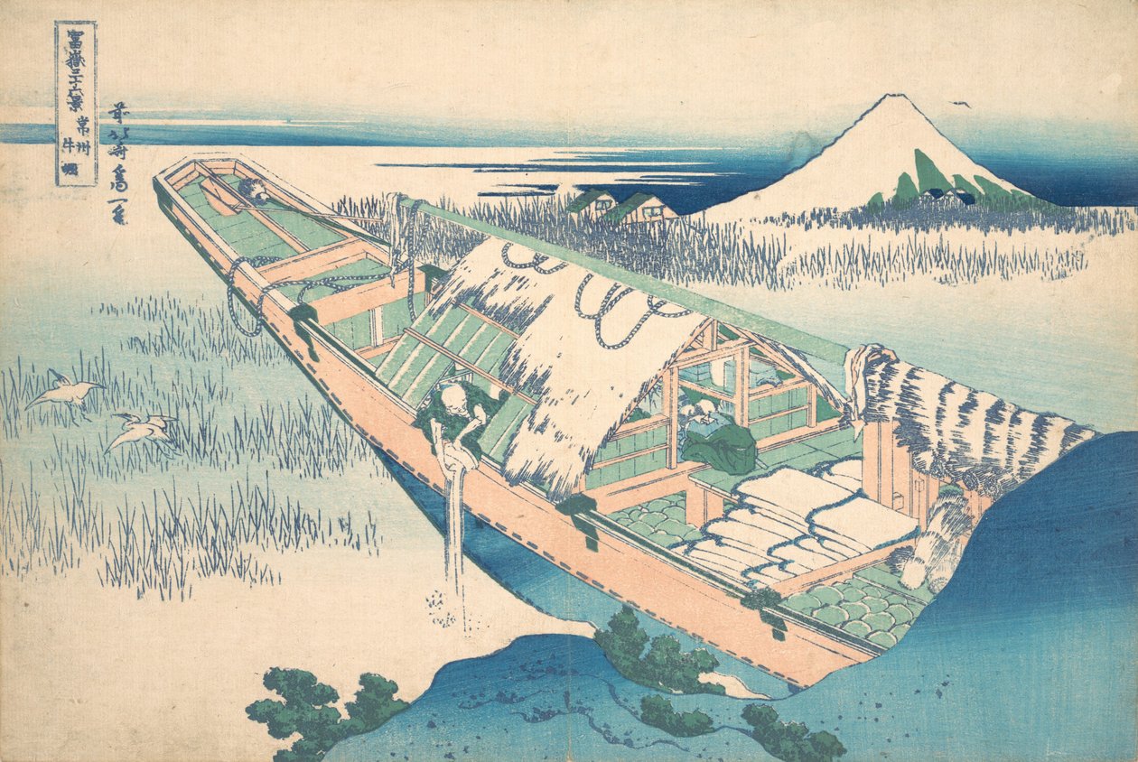 Ushibori Hitachin maakunnassa Joshu Ushibori, sarjasta Thirty-six Views of ..., ca. 1830-32. tekijältä Katsushika Hokusai