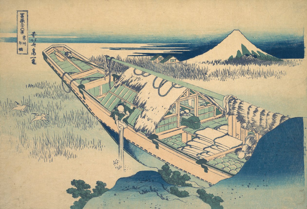Ushibori Hitachin maakunnassa Joshu Ushibori, sarjasta Thirty-six Views of ..., ca. 1830-32. tekijältä Katsushika Hokusai