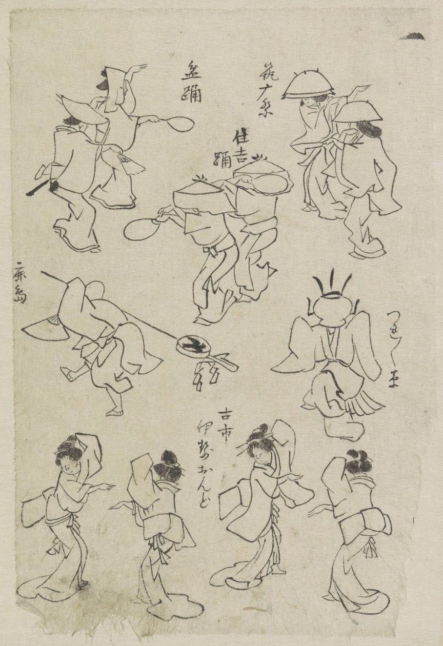 Erilaisia ​​tanssihahmoja tekijältä Katsushika Hokusai