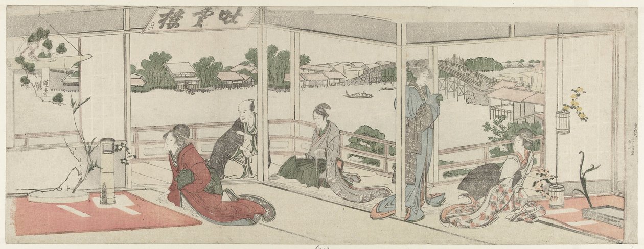 Kukka-asetelmien katselu tekijältä Katsushika Hokusai