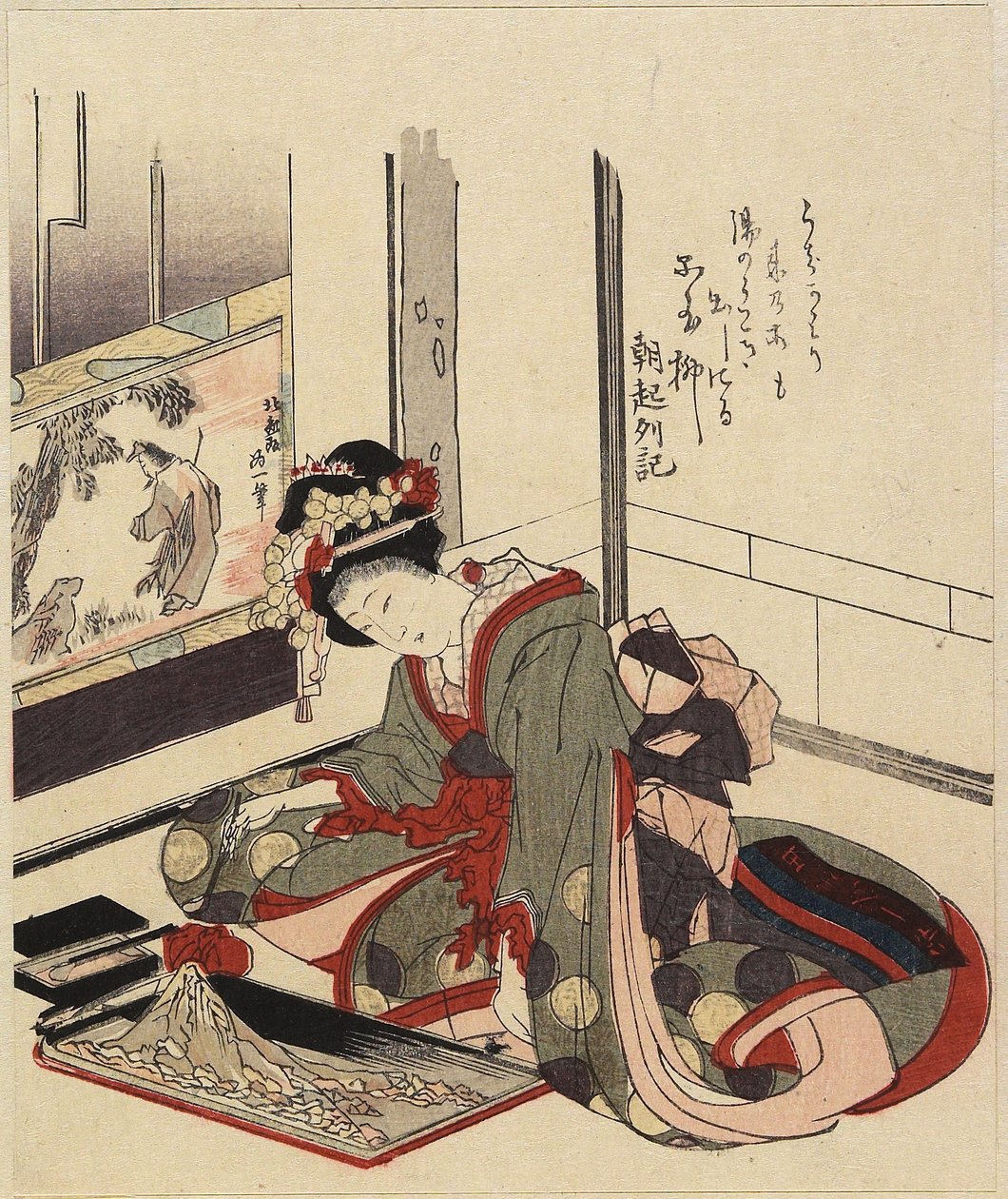 Nainen järjestämässä Bonkeita, 1820-1834 tekijältä Katsushika Hokusai