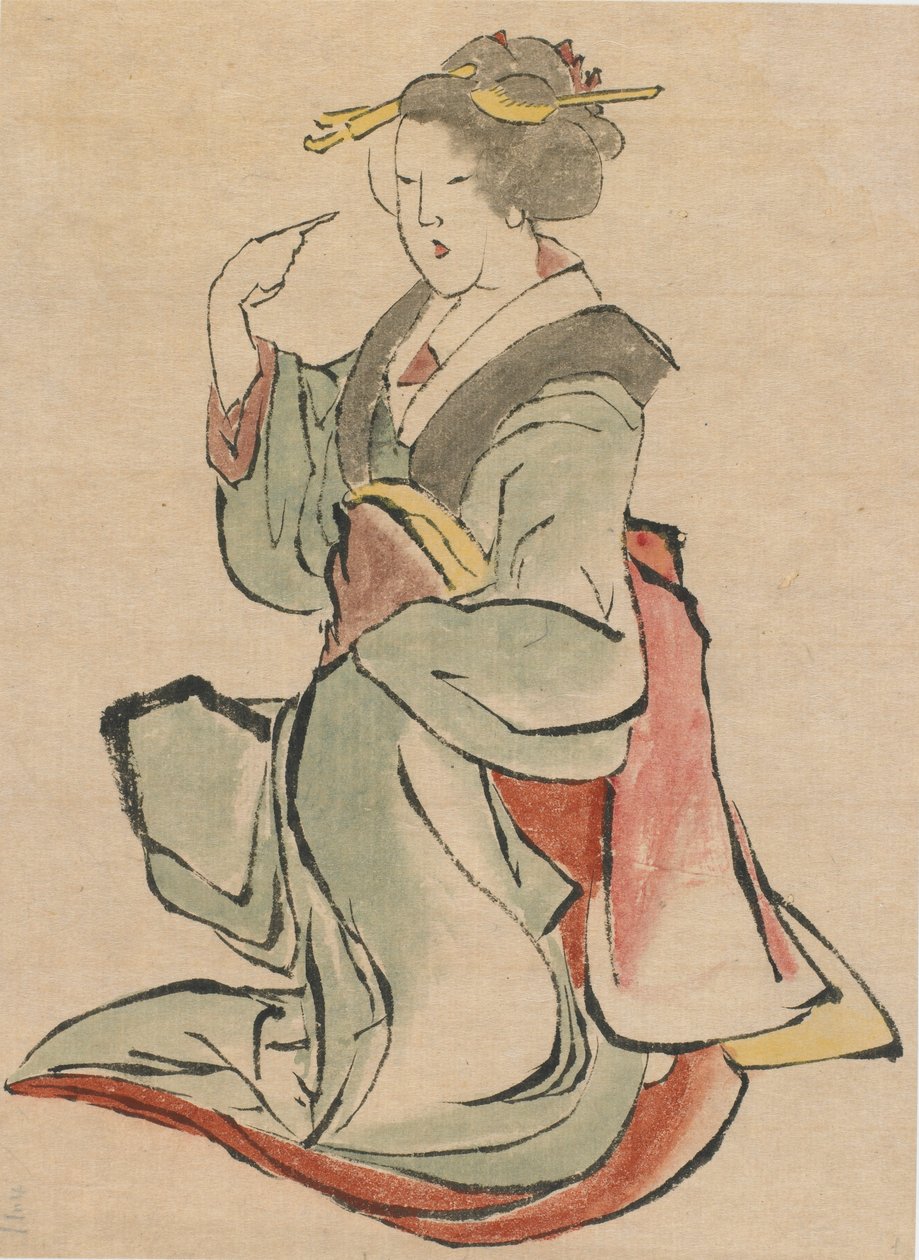 Nainen kasvot oikealle, kutsuva, 1700-luvun loppu - 1800-luvun alku. tekijältä Katsushika Hokusai