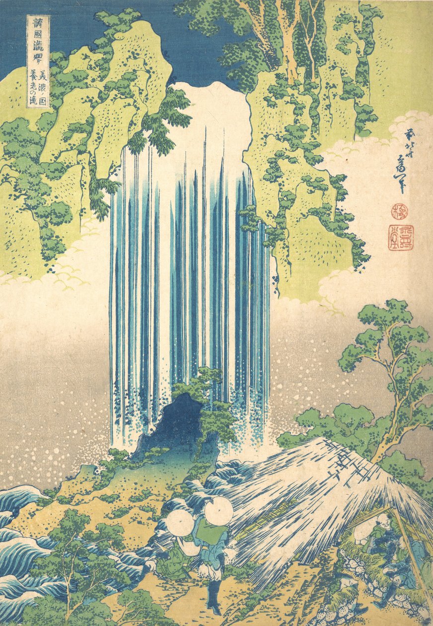 Yoron vesiputous Minon maakunnassa Mino no Yoro no taki, sarjasta A Tour of Wate..., noin. 1832. tekijältä Katsushika Hokusai