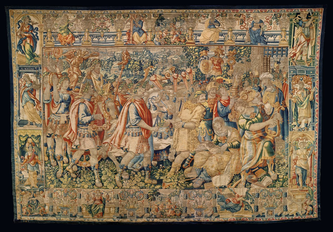 Seurakunnan kuvakudosmuseo (Pastrana Parish Museum of Tapestries). Flanderin kuvakudos. Kaarle Suuri, voitokastulo Carmaniaan (Aleksanteri Suuri, Voittoisa tulo Carmaniaan). tekijältä Alec Hunter