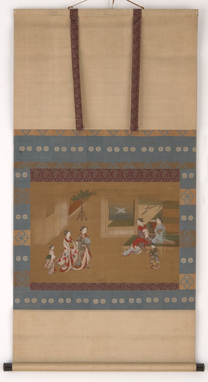 Kaksi yujoa juhlimassa uutta vuotta kahdelle muulle, 1700-luku. tekijältä Kawamata Tsunemasa