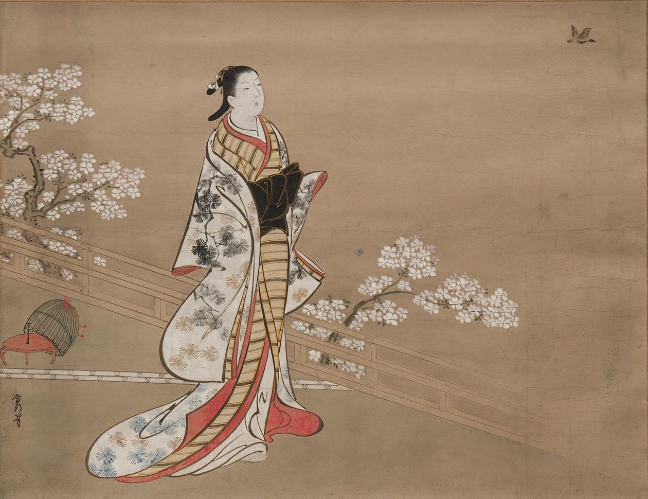 Murasakin parodia, Lavender Wakamurasaki, Genjin tarinan luku 5, 1700-luku. tekijältä Kawamata Tsuneyuki