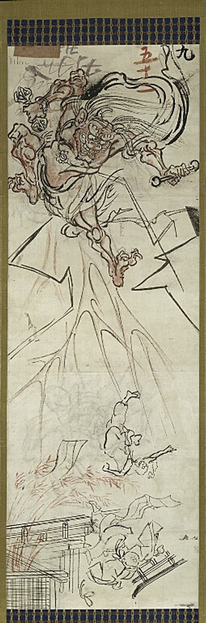 Lightning God, yksi kuudesta luonnoksesta. tekijältä Kawanabe Kyosai
