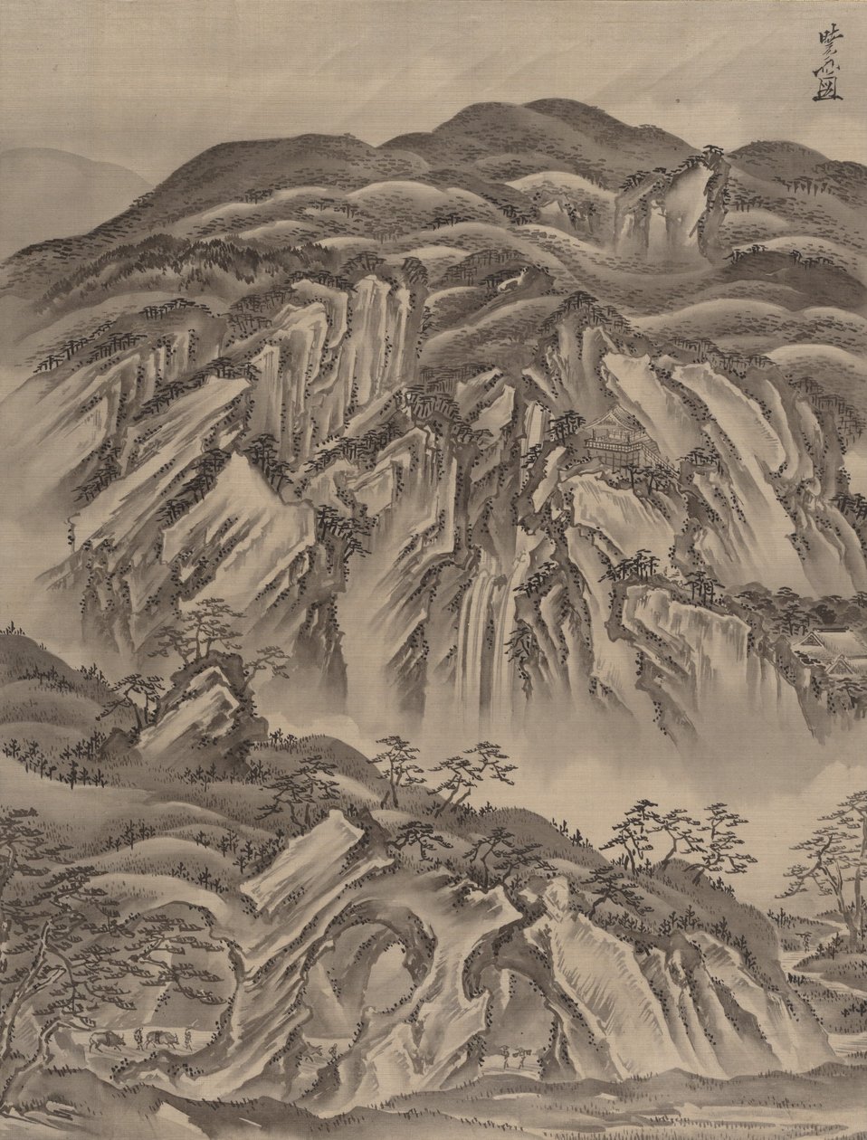 Kalliomaisema, n. 1887. tekijältä Kawanabe Kyosai