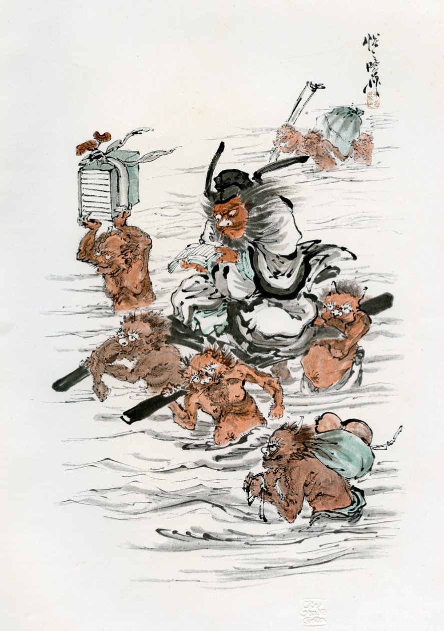 Shoki and Attendant Demons, 1898. tekijältä Kawanabe Kyosai