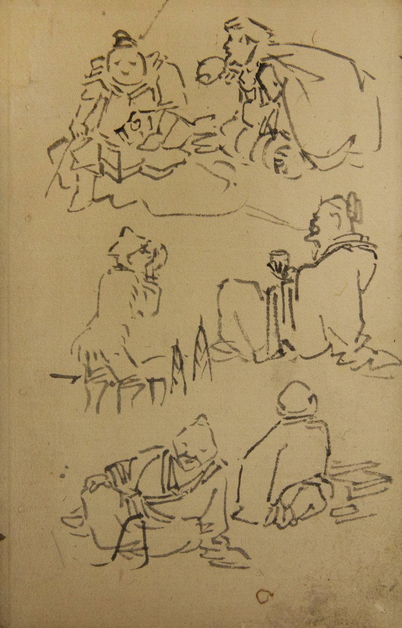 Luonnoksia Itä-Aasian legendaarisista hahmoista, 1800-luvun loppu. tekijältä Kawanabe Kyosai