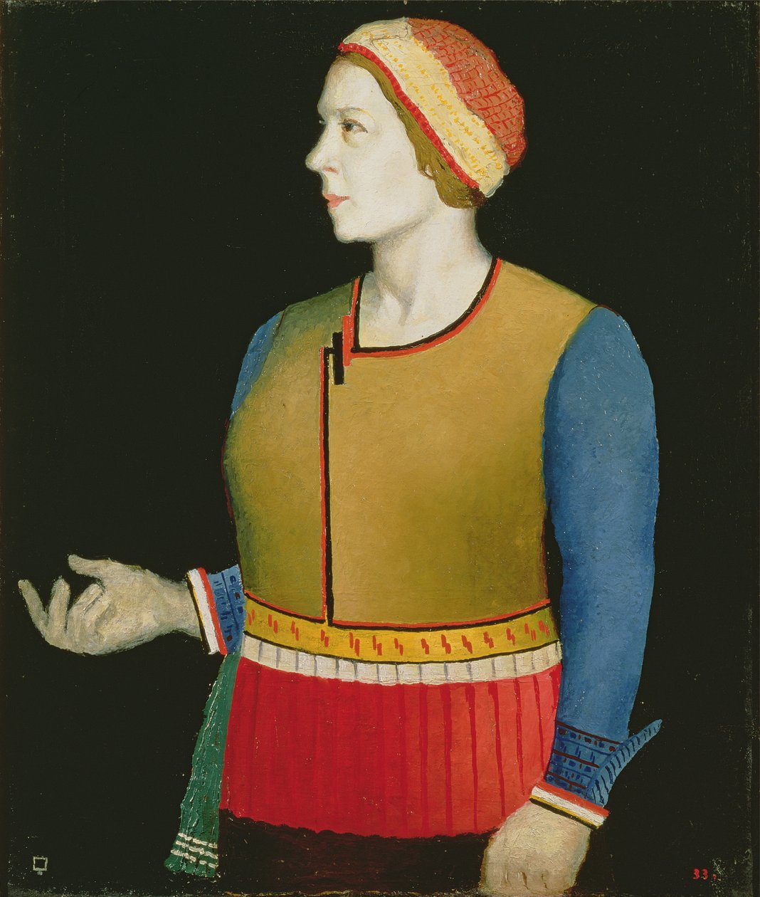 Natalja Andrejevna Malevitšin (s.1902), taiteilijan vaimon muotokuva, 1933. tekijältä Kazimir Severinovich Malevich