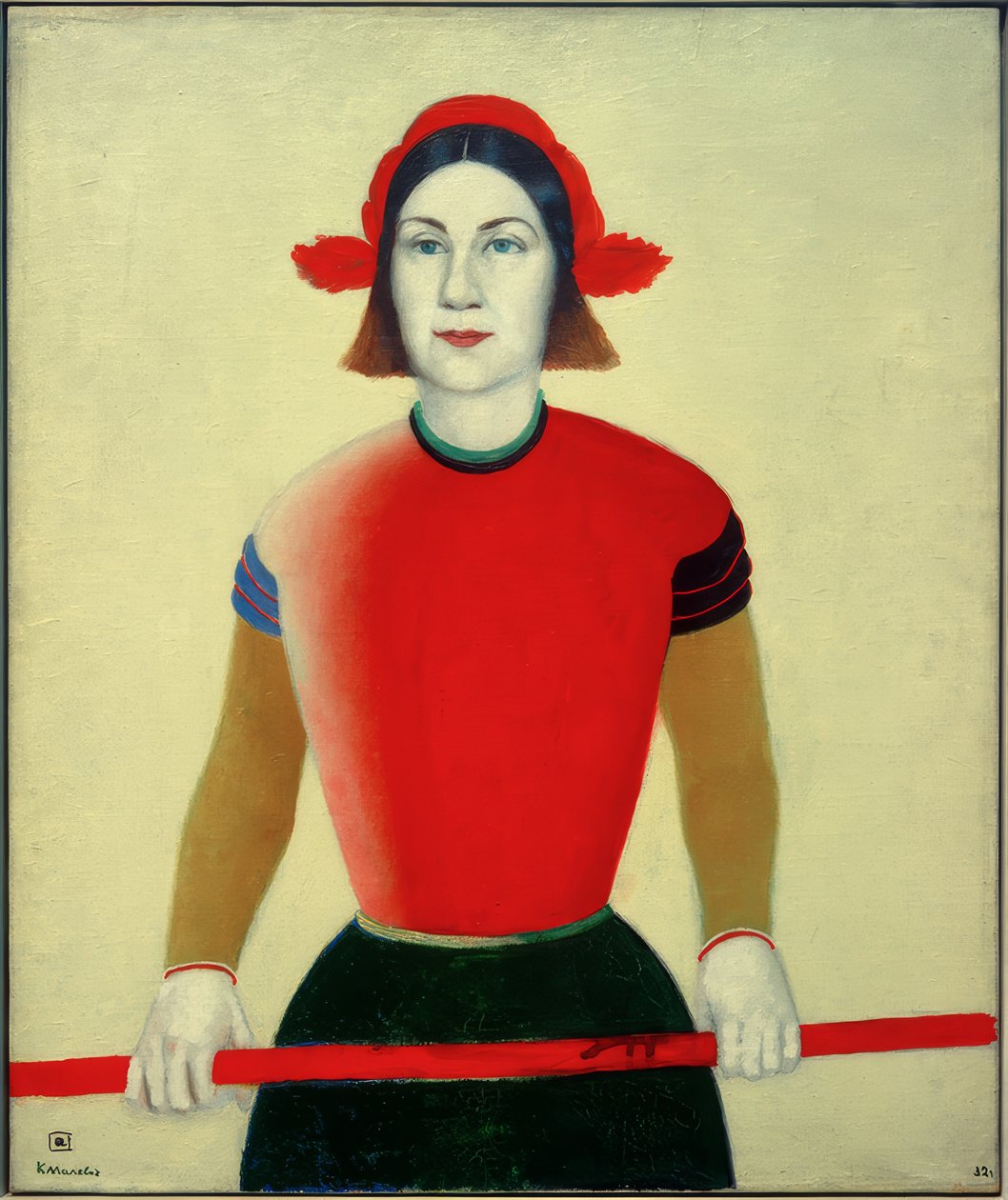 Tyttö punaisen sauvan kanssa tekijältä Kazimir Severinovich Malevich