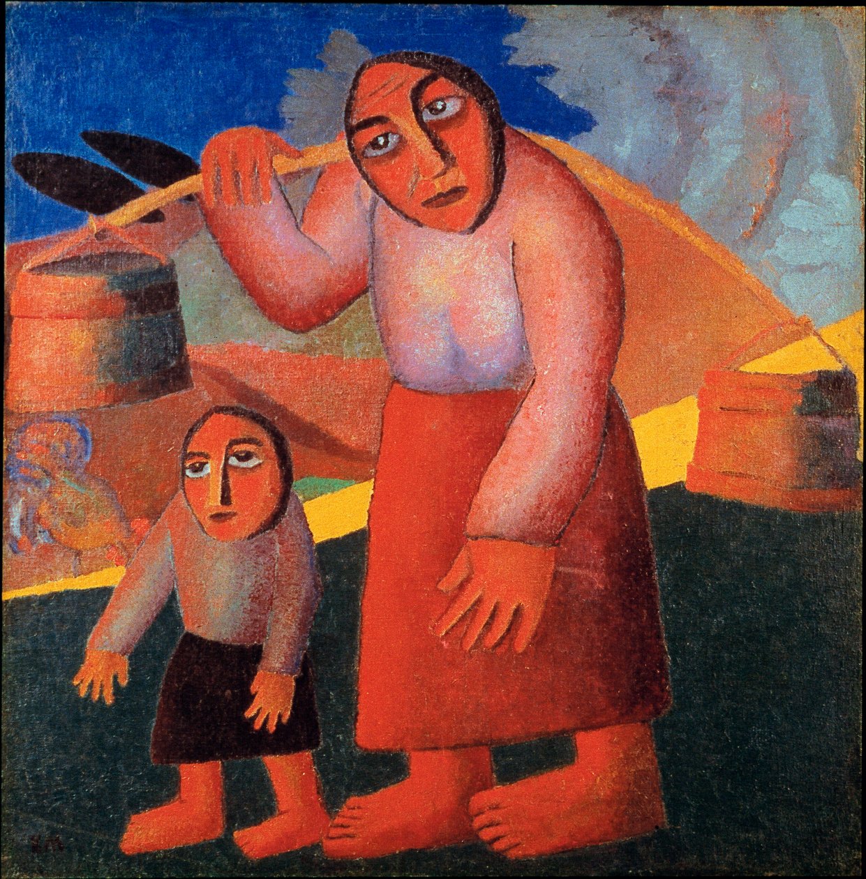 Talonpoika kauhoineen Kasimir Malevicin maalaus (Malevich, Malevich) (1878-1935) 1911 Su. 173x73 cm Amsterdam, Stedelijk Museum tekijältä Kazimir Severinovich Malevich