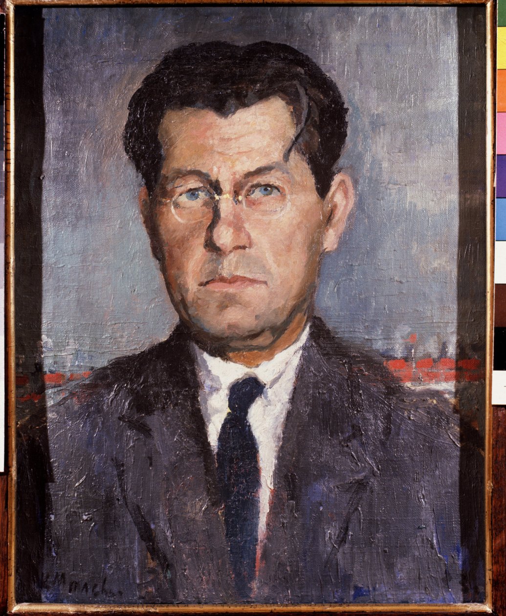 Taiteilijan veljen muotokuva. Maalaus: Kasimir Severinovich Malevich (Malevich, Malevic) (1878-1935), öljy kankaalle tekijältä Kazimir Severinovich Malevich