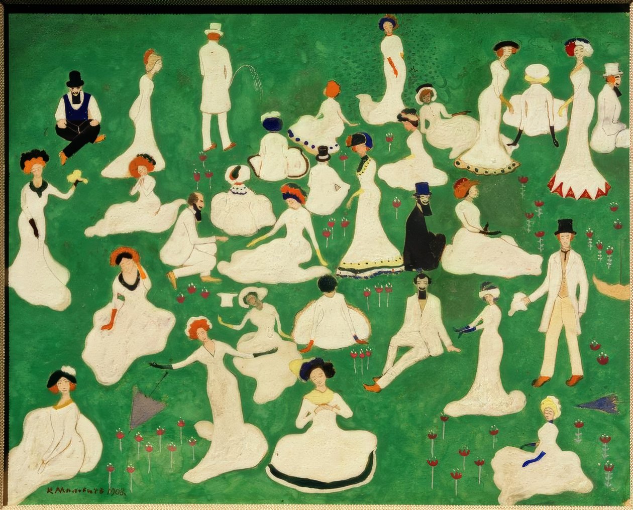Rast (Gesellschaft mit Zylinderhüten) tekijältä Kazimir Severinovich Malevich
