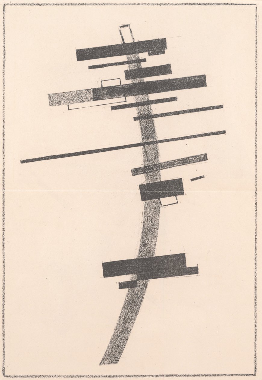 Aistimus liikkeestä ja esteestä teoksesta "Suprematismi: 34 piirrosta". tekijältä Kazimir Severinovich Malevich