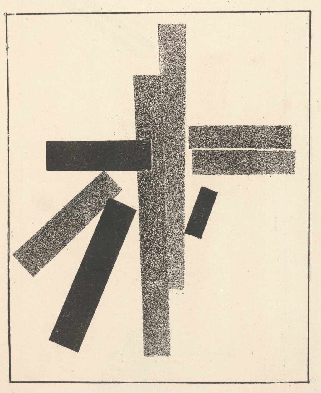 Kolme mustaa ja viisi harmaata elementtiä teoksesta "Suprematismi: 34 piirrosta". tekijältä Kazimir Severinovich Malevich