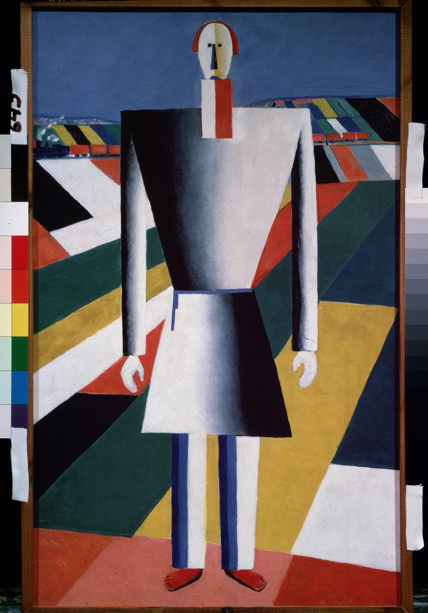 Talonpoika pellolla (Talonpoika pellolla). Maalaus: Kasimir Severinovich Malevitch (Malevich, Malevic) (1878-1935), öljy puulle tekijältä Kazimir Severinovich Malevich